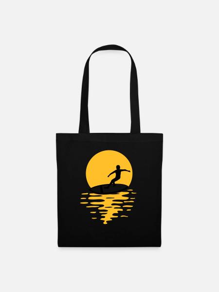 Sonne Abend Surfer - Stoffbeutel - Schwarz
