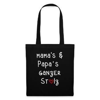 mama papa Eltern stolz Kinder babys Schrift - Stoffbeutel - Schwarz - Vorne