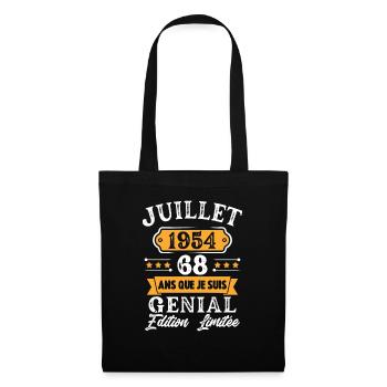 Cadeau D'anniversaire 68 Ans juillet 1954 Rétro - Sac en tissu - noir - Devant