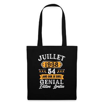 Cadeau D'anniversaire 54 Ans juillet 1968 Rétro - Sac en tissu - noir - Devant