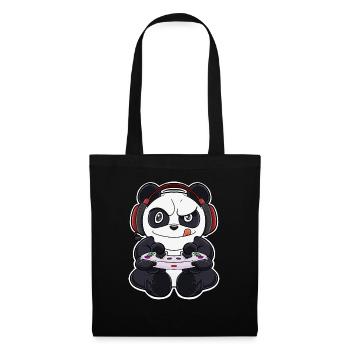 Panda With Gaming Controller I Funny Gaming I - Stoffbeutel - Schwarz - Vorne