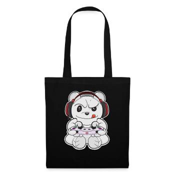 Polar Bear With Gaming Controller I Funny Gaming - Stoffbeutel - Schwarz - Vorne