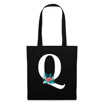 lettre Q fleuris - Sac en tissu - noir - Devant