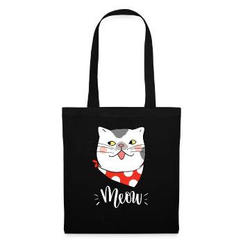 Cute Kawaii Funny Cat Saying Meow - Tote Bag - black - Front