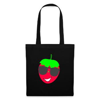 erdbeere mit sonnenbrille - Stoffbeutel - Schwarz - Vorne