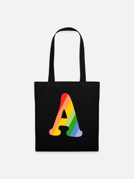 Buchstabe A Regenbogen - Stoffbeutel - Schwarz