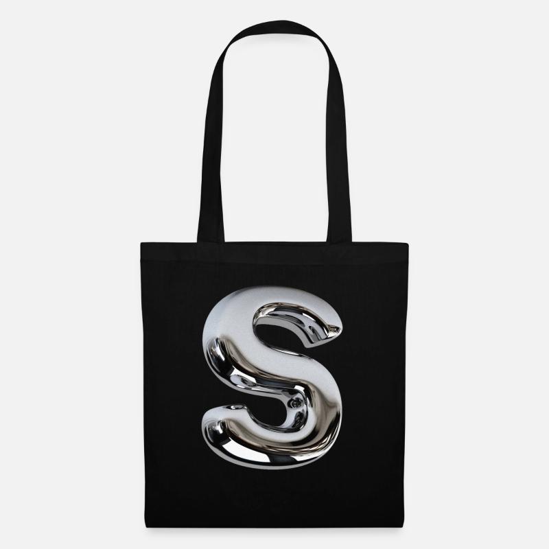 Chrome Letter S - Stoffbeutel - Schwarz