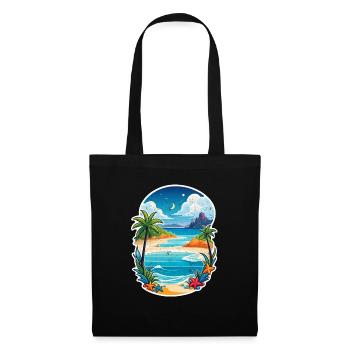 plage vacances soleil mer - Sac en tissu - noir - Devant