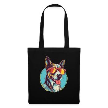 Chien cool avec des lunettes de soleil - Sac en tissu - noir - Devant