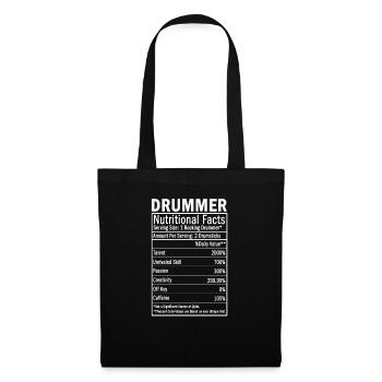 Drummer Nutritional Facts percussionist, drumming - Tote Bag - black - Front