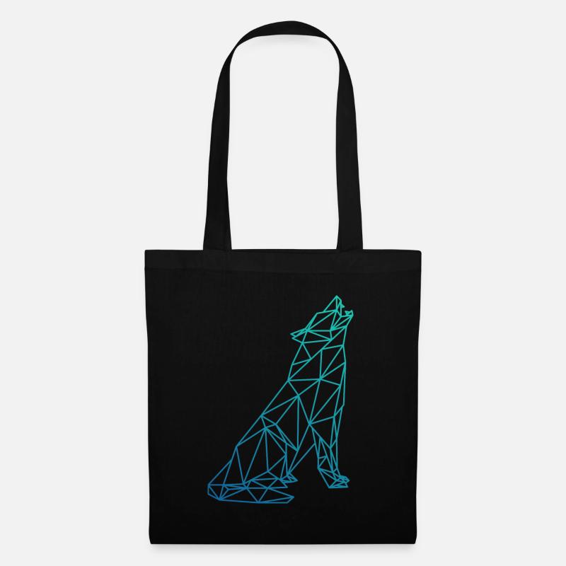 WOLF Abstrakt Polygon geometrisch Geschenk - Stoffbeutel - Schwarz