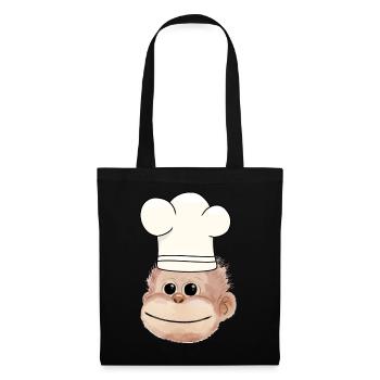 Singe Chef Restaurant Cuisinier cuisinier amateur - Sac en tissu - noir - Devant