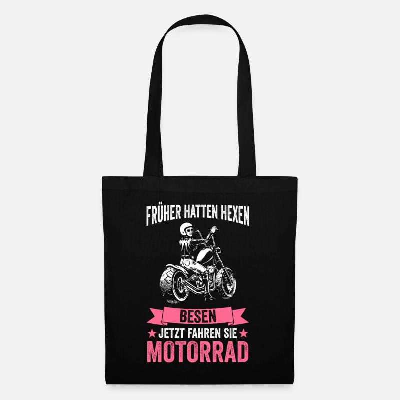 Motorrad Hexen Motorradfahrerin Bikerin - Stoffbeutel - Schwarz