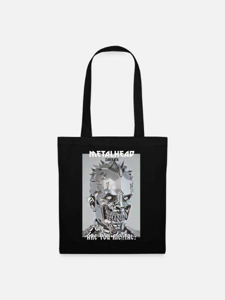 METALHEAD- Are you Me(n)tal?- Designer Platin Kopf - Stoffbeutel - Schwarz