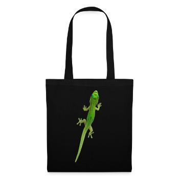 Grüner Gecko - Stoffbeutel - Schwarz - Vorne
