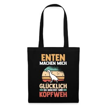 Entenliebhaber Tiermotiv Ente - Stoffbeutel - Schwarz - Vorne