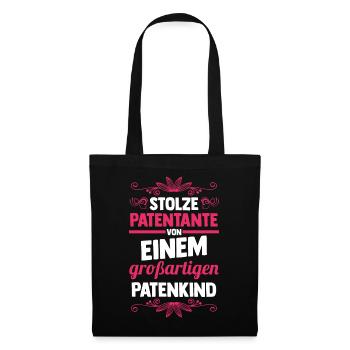 Taufe Patin Tante Patenkind Patentante - Stoffbeutel - Schwarz - Vorne