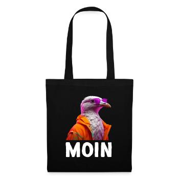 Möwe mit Sonnenbrille Moin Coole Möwen Seevogel - Stoffbeutel - Schwarz - Vorne