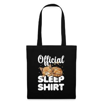 Katze Kätzchen Offizielles Schlafshirt Faul Relax - Stoffbeutel - Schwarz - Vorne
