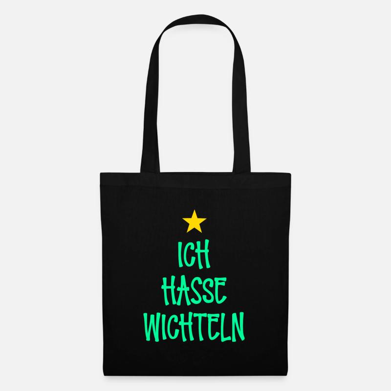 Ich Hasse Wichteln I Witziges Wichtelgeschenk - Stoffbeutel - Schwarz