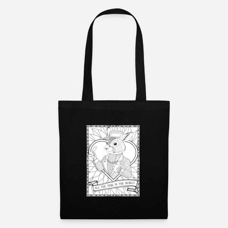 Magical Fantasy Rabbit & Timepiece Zitat - Stoffbeutel - Schwarz
