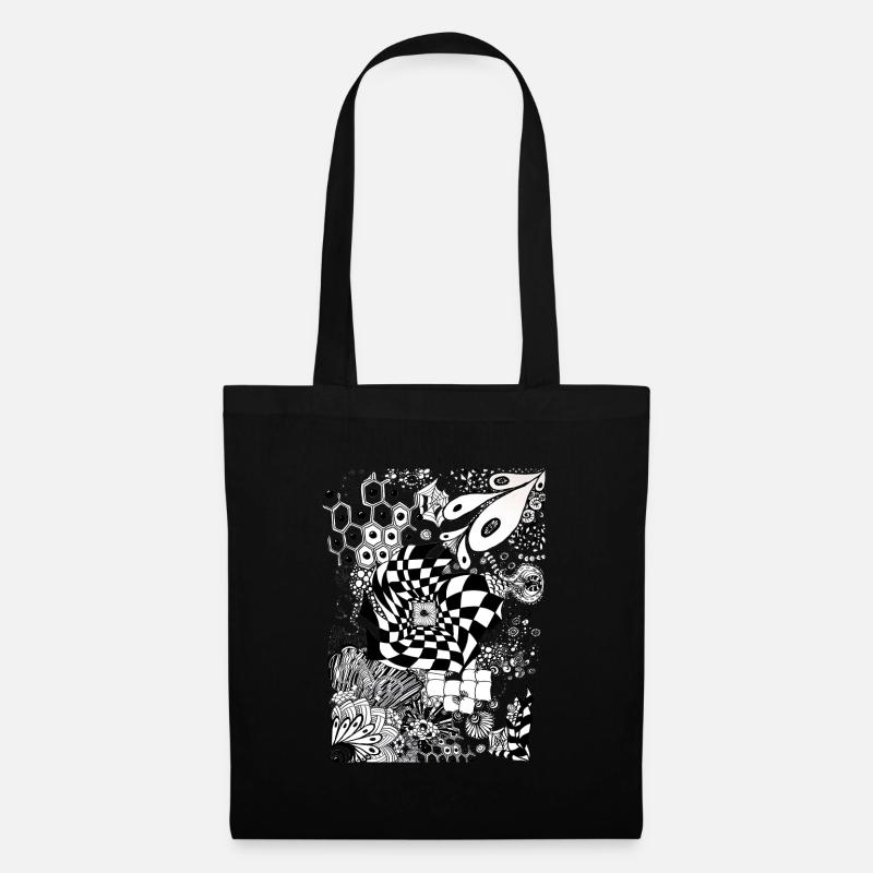 Doodles black & white - Stoffbeutel - Schwarz