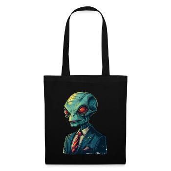 Alien im Anzug - Stoffbeutel - Schwarz - Vorne