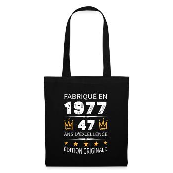 Baujahr 1977 Jahrgang 1977 47 Jahre Jubiläum - Stoffbeutel - Schwarz - Vorne