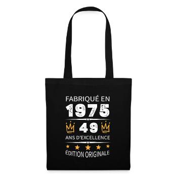 Fabriqué En 1975 Né En 1975 49 Ans Anniversaire - Sac en tissu - noir - Devant