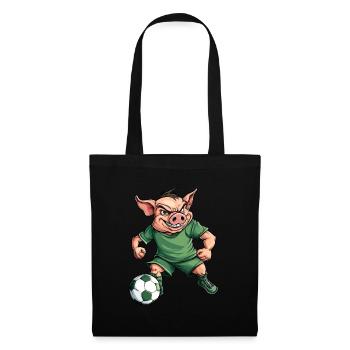 Piggy Footballer vert - Sac en tissu - noir - Devant