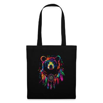 Ours avec attrape-rêves - Sac en tissu - noir - Devant