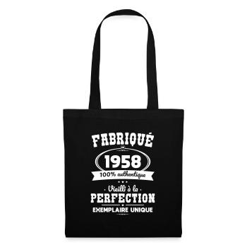 Anniversaire 65 ans - Fabriqué en 1958 - Sac en tissu - noir - Devant
