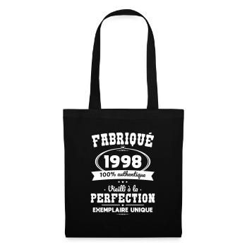 Anniversaire 25 ans - Fabriqué en 1998 - Sac en tissu - noir - Devant