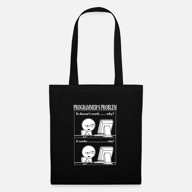 Programmierer Informatiker Lustiges Cartoon T-Shir - Stoffbeutel - Schwarz