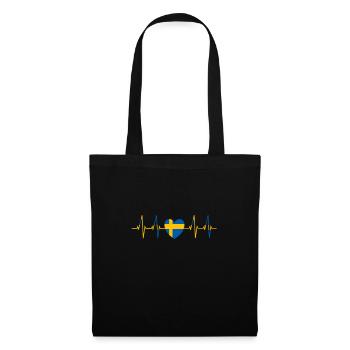 Schweden Herzschlag Reise Geschenk Schweden - Stoffbeutel - Schwarz - Vorne