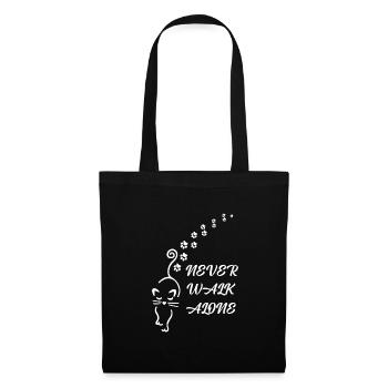 Never Walk alone Frau Katze Shirt - Stoffbeutel - Schwarz - Vorne