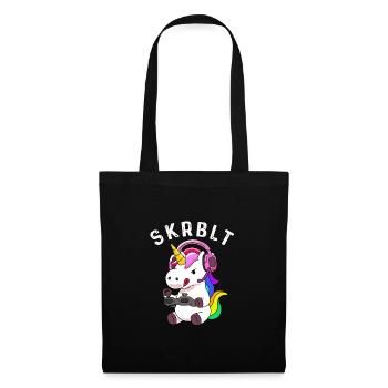 Gamer Einhorn - Geschenkidee - Stoffbeutel - Schwarz - Vorne