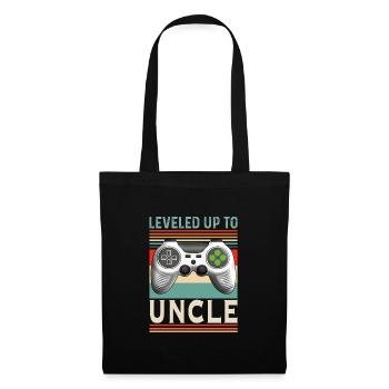 Leveled up to Onkel Uncle Patenonkel - Stoffbeutel - Schwarz - Vorne