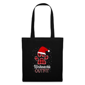 Hund mit Weihnachtsmütze Hundebesitzer Weihnachten - Stoffbeutel - Schwarz - Vorne