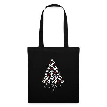 Joyeux Noël chien sapin de Noël - Sac en tissu - noir - Devant