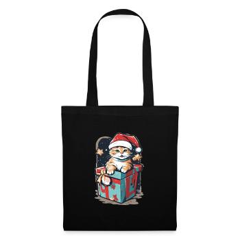 Noël miaou chat | Chaton Noël Cadeau Mignon - Sac en tissu - noir - Devant