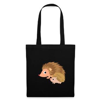 Hedgehog with hedgehog baby - Tote Bag - black - Front