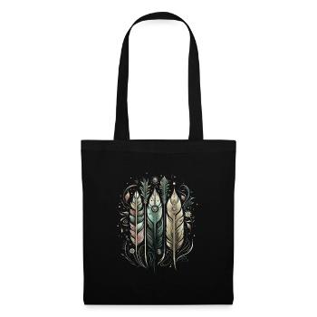 Colorful Feathers, Boho, Ethnic, Style, Indian, Pattern - Tote Bag - black - Front