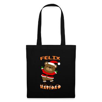 Felix Navidad Weihnachtsbär - Christmas Bear - Stoffbeutel - Schwarz - Vorne