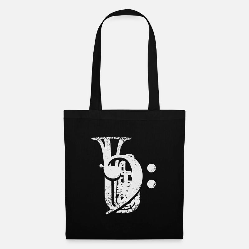 Clef de tuba basse Clef de tuba - Sac en tissu - noir