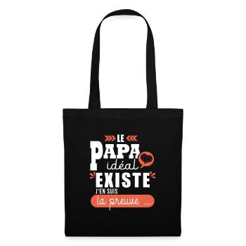Cadeau papa idéal fête papa T shirt papa - Sac en tissu - noir - Devant