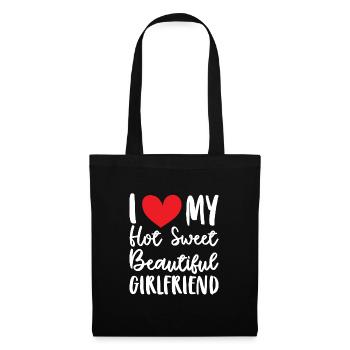 Paare Liebe Herz Freund Geschenkidee Beziehung - Stoffbeutel - Schwarz - Vorne
