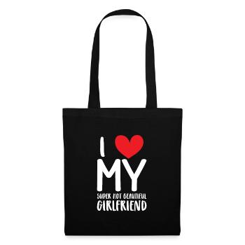 Ich Liebe Meine Freundin Paare Freund Geschenkidee - Stoffbeutel - Schwarz - Vorne