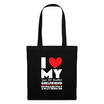 Ich Liebe Meine Freundin Paare Freund Geschenkidee - Stoffbeutel - Schwarz - Vorne