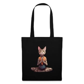 Yogi Katze - Stoffbeutel - Schwarz - Vorne